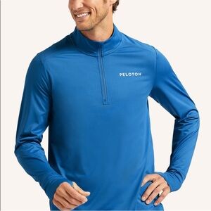 Peloton Warm Up 1/4 Zip Performance Pullover Top Mens Large Blue